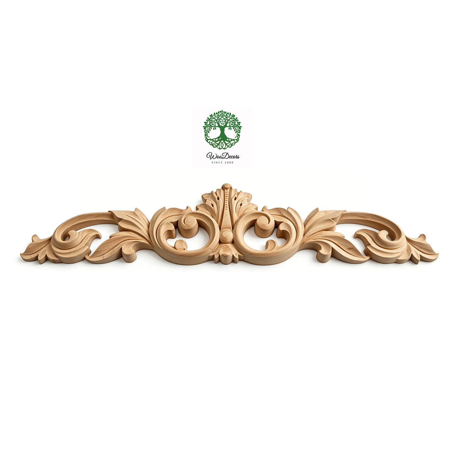 Elegant Acanthus Carved Wood Applique, Available from 12-1/4" to 24-1/2" Wide, Single