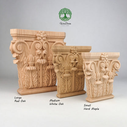 PAIR of CAP-F-08 Corinthian Capitals For Pilasters, Available in 3 Sizes, Hollow Back