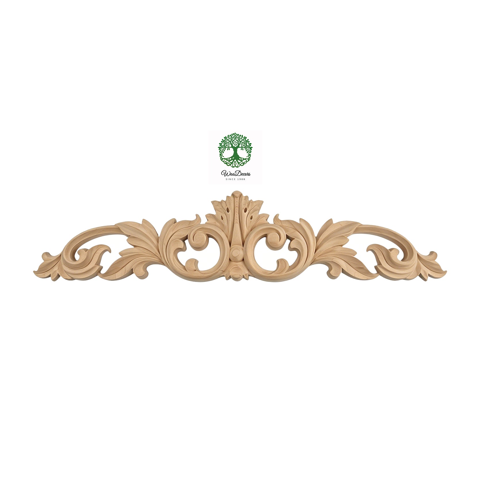 Elegant Acanthus Carved Wood Applique, Available from 12-1/4