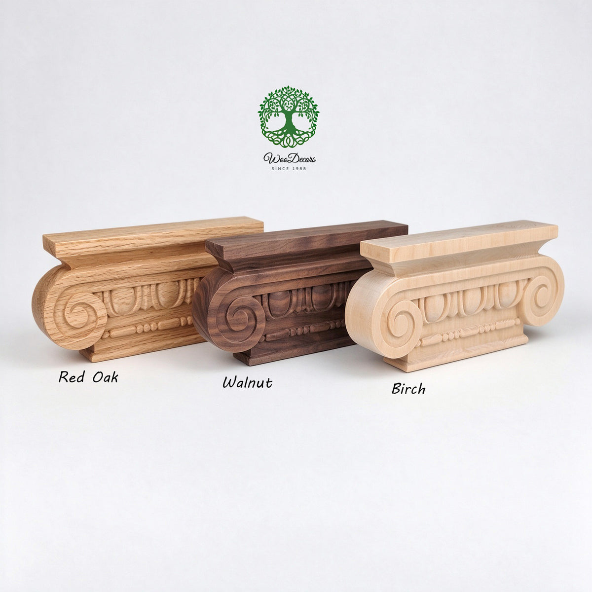 PAIR of CAP-F-06 Simple Ionic Capitals for Pilasters, Pilaster Cap, Available in 3 Sizes