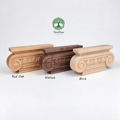 PAIR of CAP-F-06 Simple Ionic Capitals for Pilasters, Pilaster Cap, Available in 3 Sizes