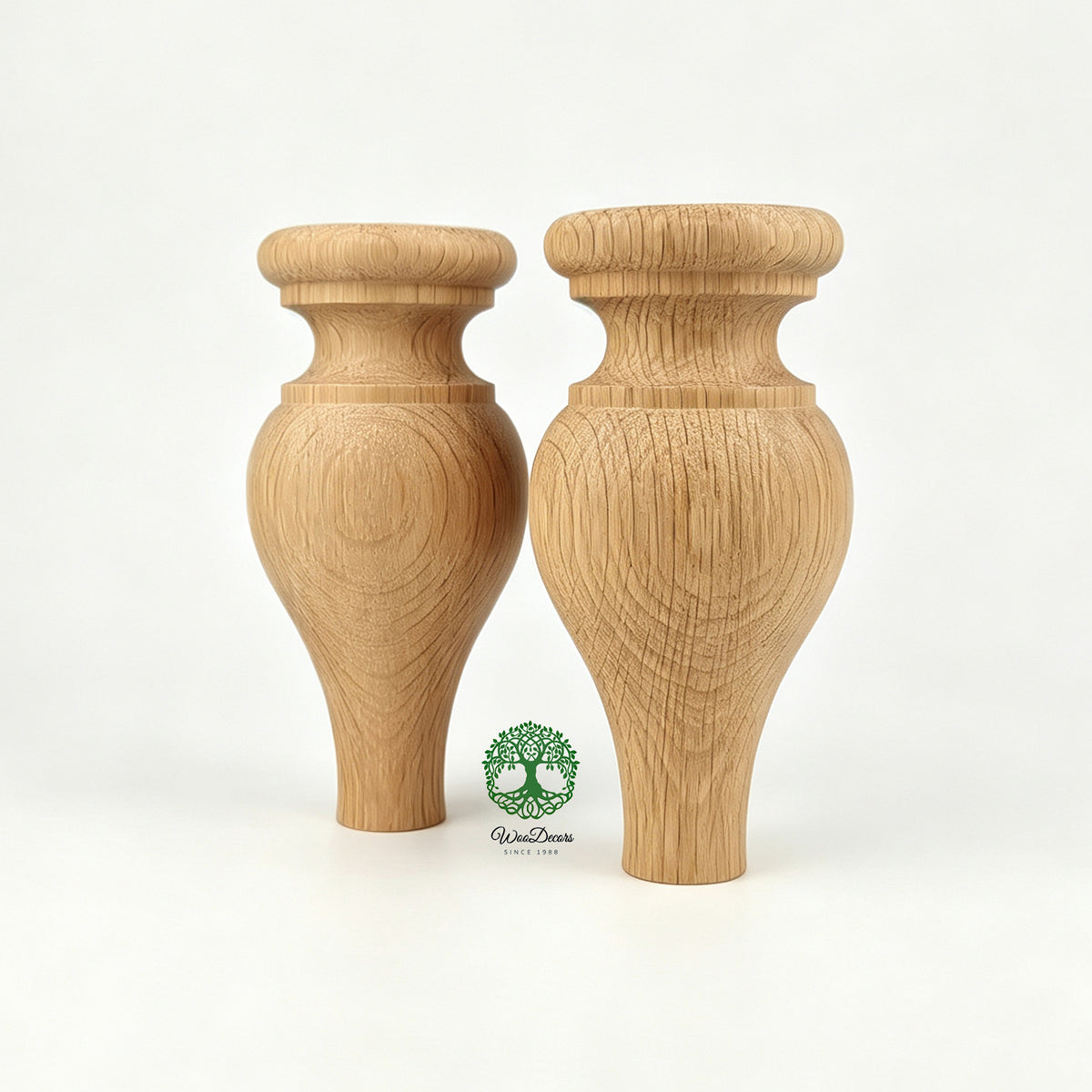 PAIR of Hardwood Furniture Bun Feet, Cabinet Feet and Sofa Legs, Replacement Legs, Wood Turning Bun Feet Pattern B