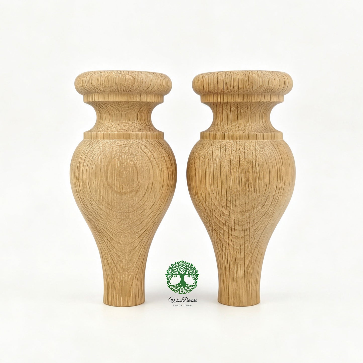 PAIR of Hardwood Furniture Bun Feet, Cabinet Feet and Sofa Legs, Replacement Legs, Wood Turning Bun Feet Pattern B
