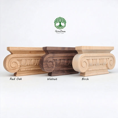 PAIR of CAP-F-06 Simple Ionic Capitals for Pilasters, Pilaster Cap, Available in 3 Sizes