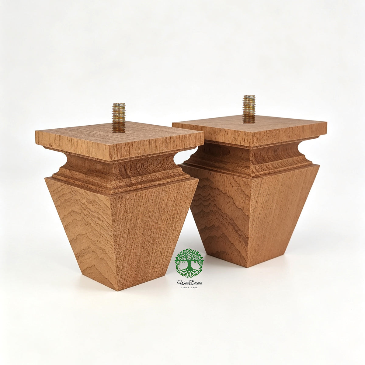 PAIR of Hardwood Furniture Square Bun Feet for Cabinet Chest and Sofa, Replacement Bun Feet, Sofa Legs, Pattern C