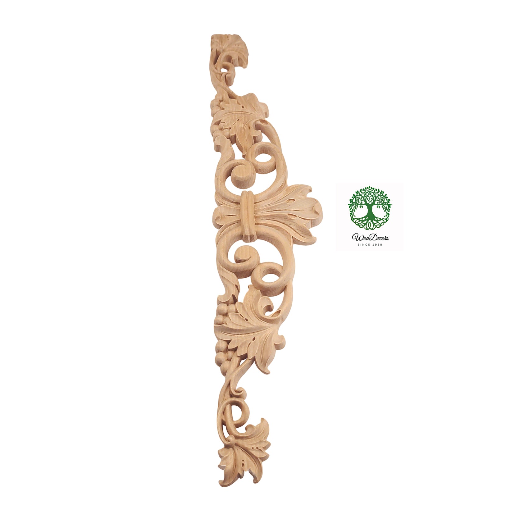 Vivid Grapevine Carved Wood Onlay, Furniture Applique, Available from 12-1/4