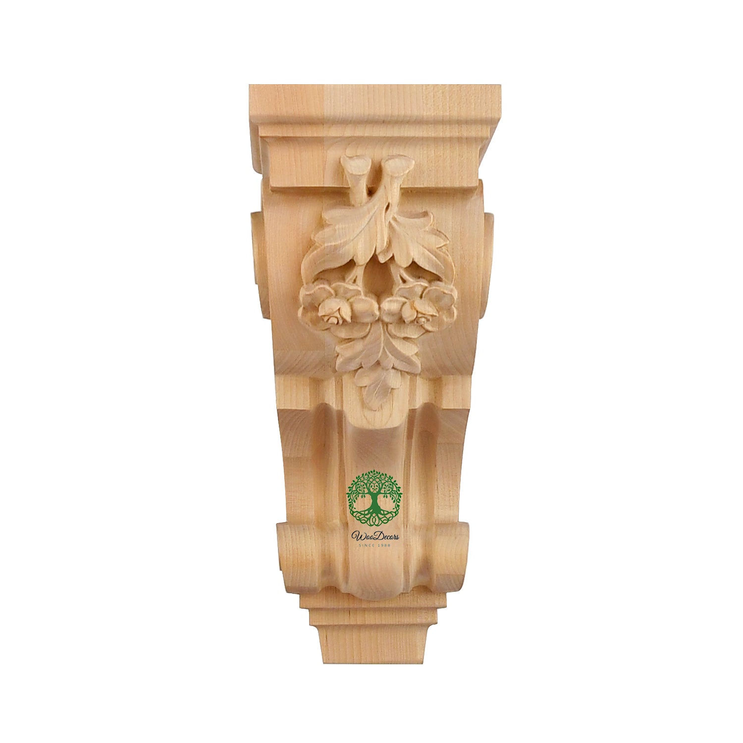 PAIR of Beautiful Rose Carved Wood Corbels, Shelf Brackets, Available in 10