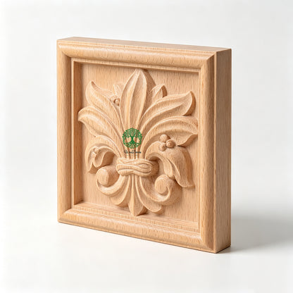 PAIR of Wood Carved Square Architrave Blocks, Plinth Section #1,  Available in 4 designs & 3 Sizes