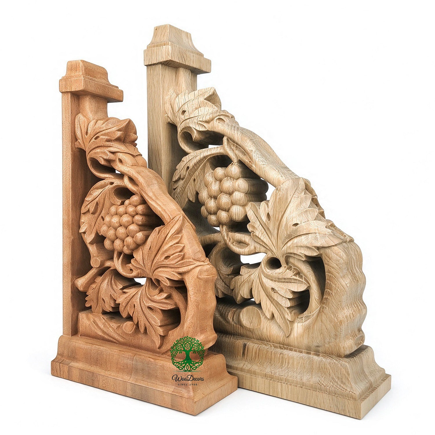 PAIR of Vintage Grapevine Carved Look-through Corbels, Shelf Bracket, Available in 9”, 12