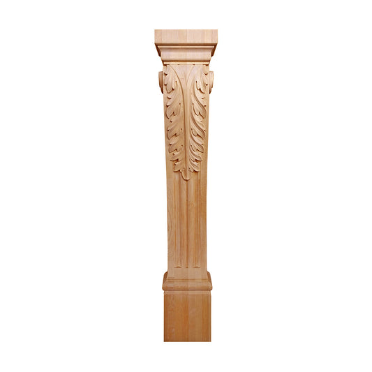 PAIR of ISP-14 Acanthus Carved 35"High Fireplace Wood Posts, Island Legs