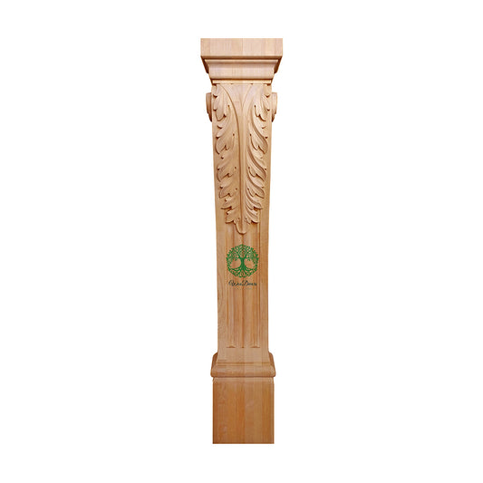 CUSTOM260818 PAIR of 42" High ISP-14 Acanthus Carved Fireplace Posts, Unfinished