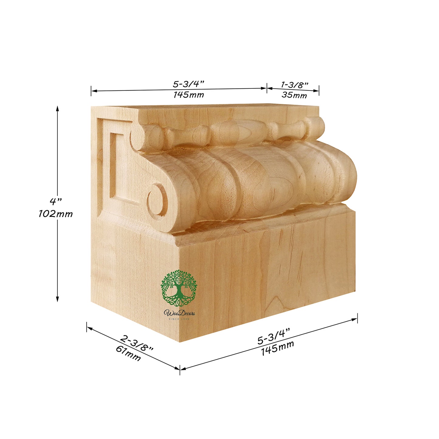 PAIR of Wood Carved Scrolled Bases for Pilasters Columns