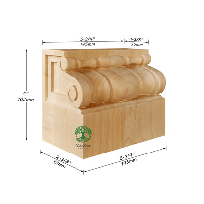 PAIR of Wood Carved Scrolled Bases for Pilasters Columns