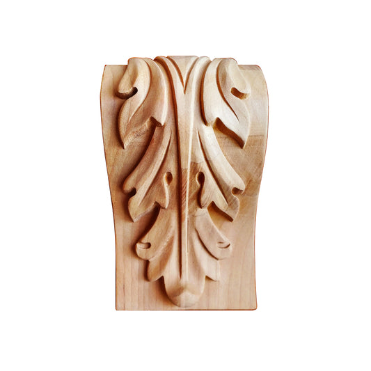 PAIR of Small Traditional Leaf Carved Connection Corbels, 3-1/2"Wx2-7/8"Dx5"H