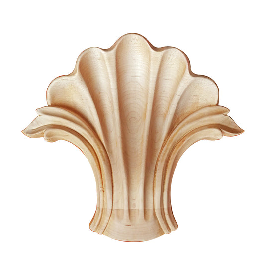 Solid Shell Carved Keystone Onlay Applique,  6-1/4"Wx5-1/2"H, Single
