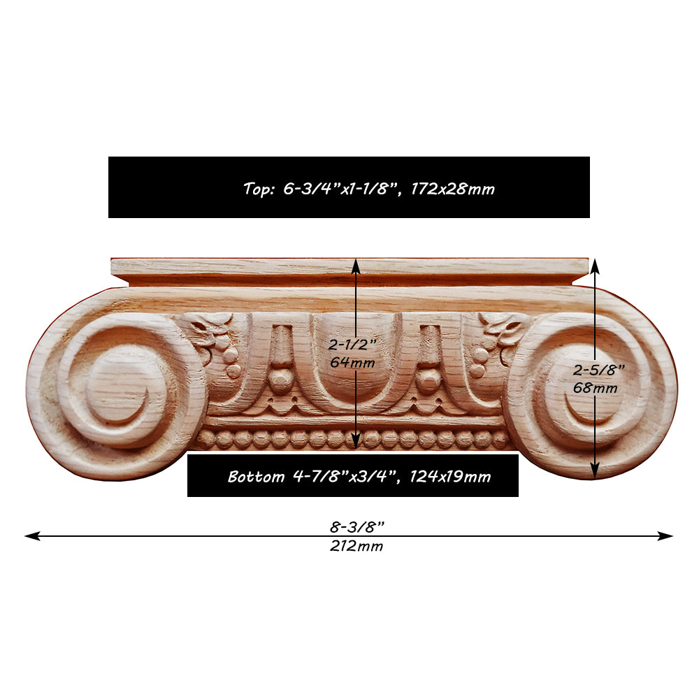 PAIR of Roman Ionic Pilaster Capitals for 4-7/8" & 3-5/8" Wide Pilasters