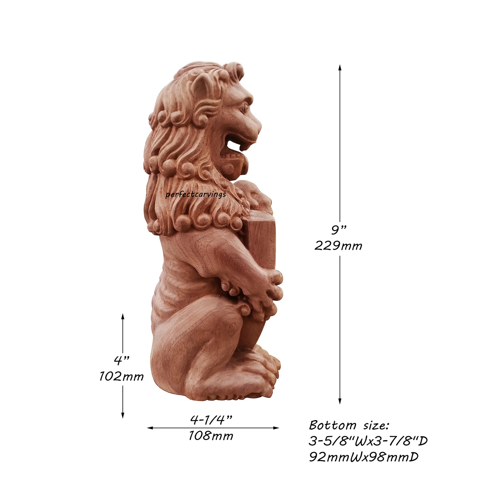 Gothic Shield Lion Carved Statue Newel Post Cap
