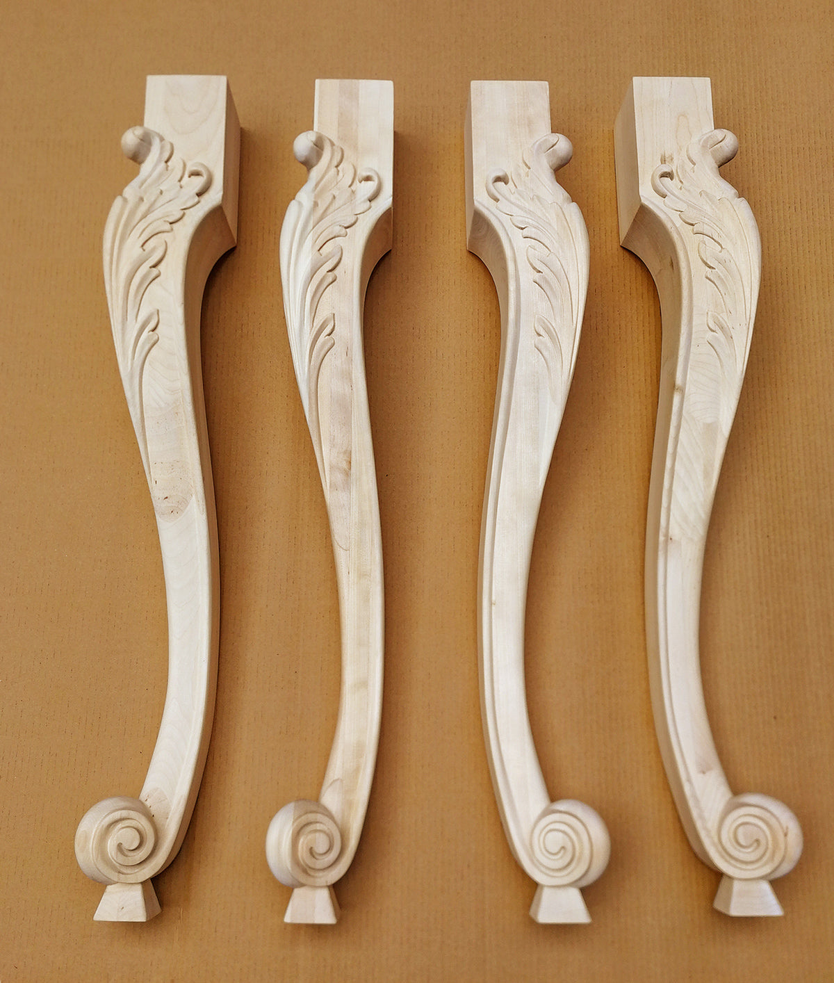 PAIR of Acanthus Leaf Carved 34-1/2"H Desk & Dining Table Legs Furniture Legs