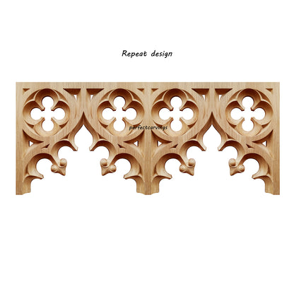 PAIR of PNL-34 Gothic Style Wood Carved Screen Arch Panels, 13"Wx10-3/4"H
