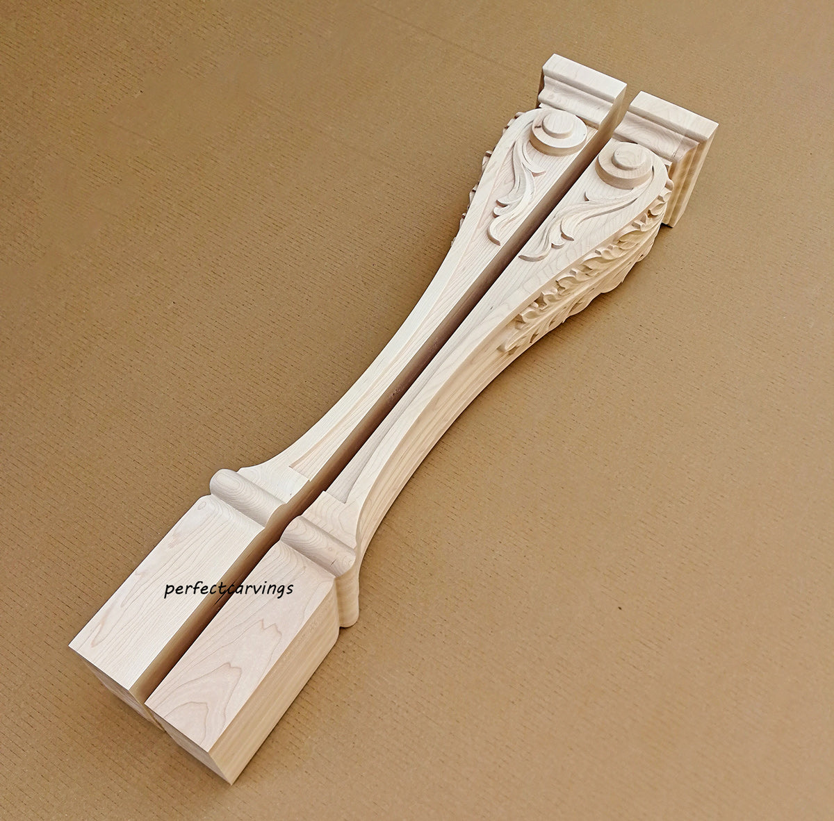 CUSTOM260818 PAIR of 42" High ISP-14 Acanthus Carved Fireplace Posts, Unfinished