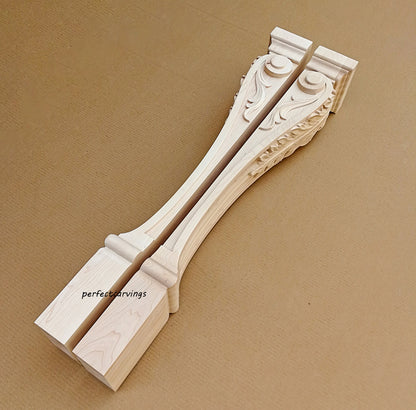 CUSTOM260818 PAIR of 42" High ISP-14 Acanthus Carved Fireplace Posts, Unfinished