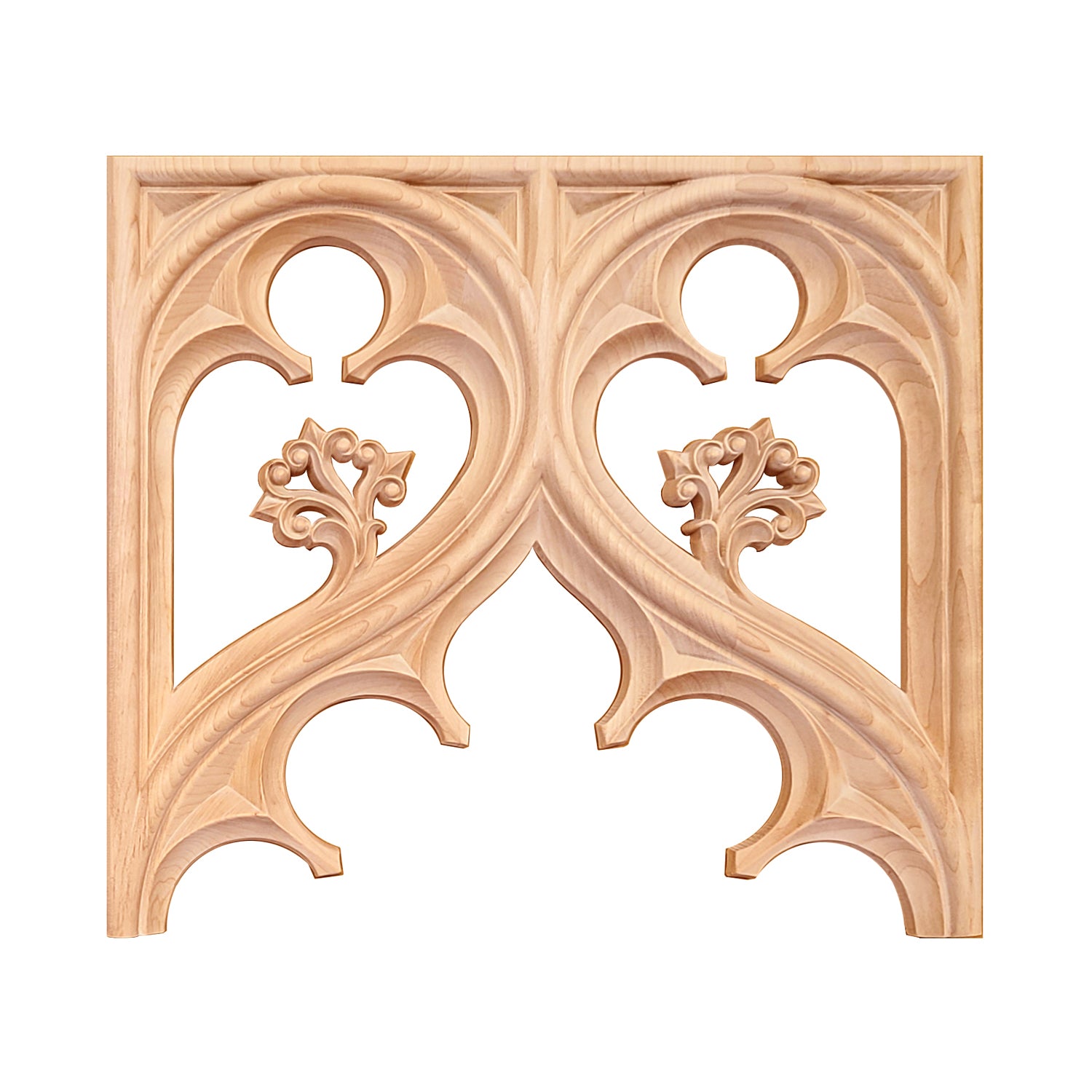 PNL-38 Gothic Scroll Carved Wood Screen Panel, Available in 2 Sizes, Unfinished