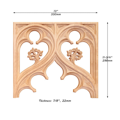 PNL-38 Gothic Scroll Carved Wood Screen Panel, Available in 2 Sizes, Unfinished