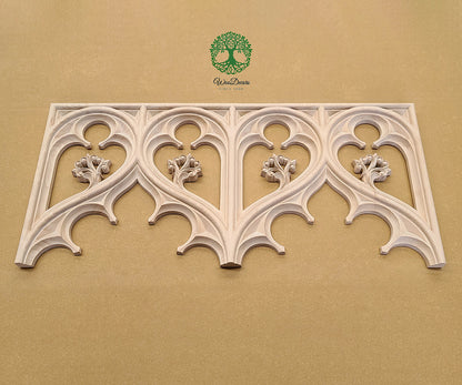 PNL-38 Gothic Scroll Carved Wood Screen Panel, Available in 2 Sizes, Unfinished