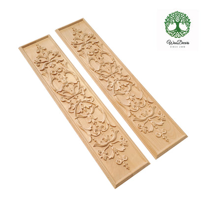 PNL-42 French Vine Leaf Carved 6"W Wood Panel, Available in 21-1/2" & 28" High, Single