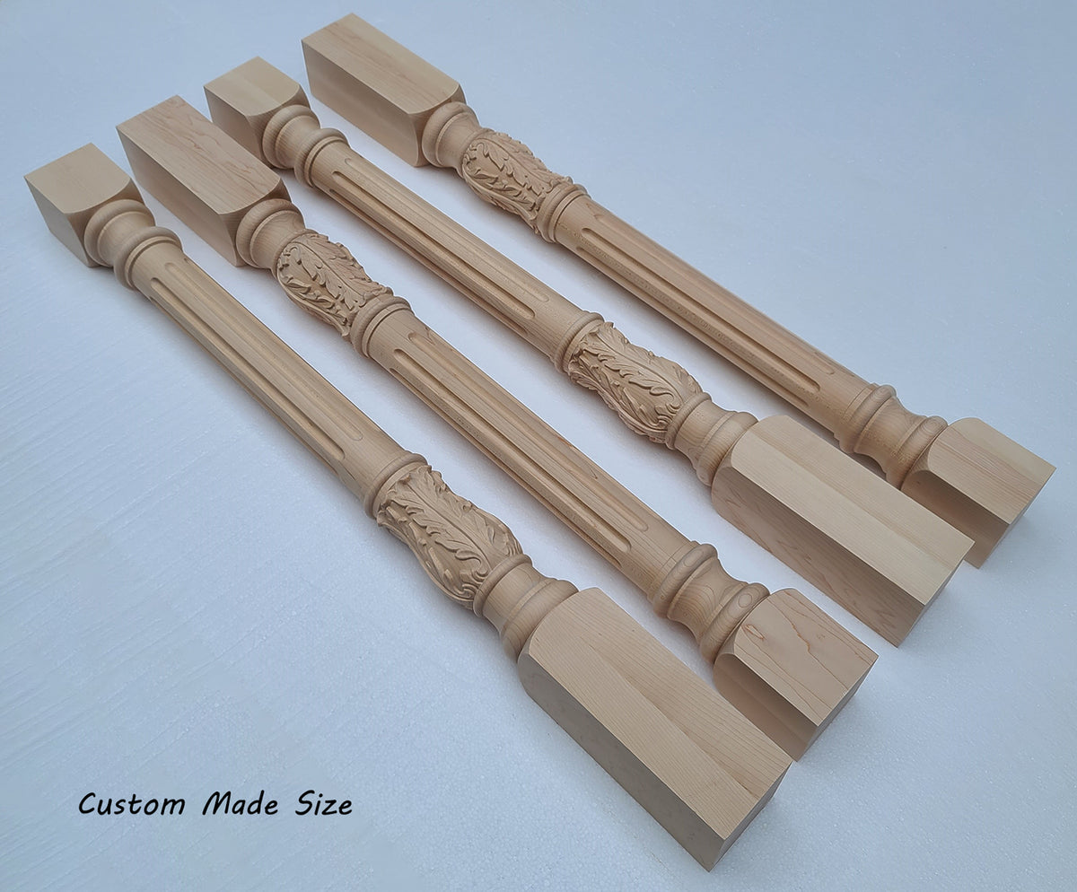 Corner Fluted Posts PAIR of CLM-08 Acanthus Carved 36