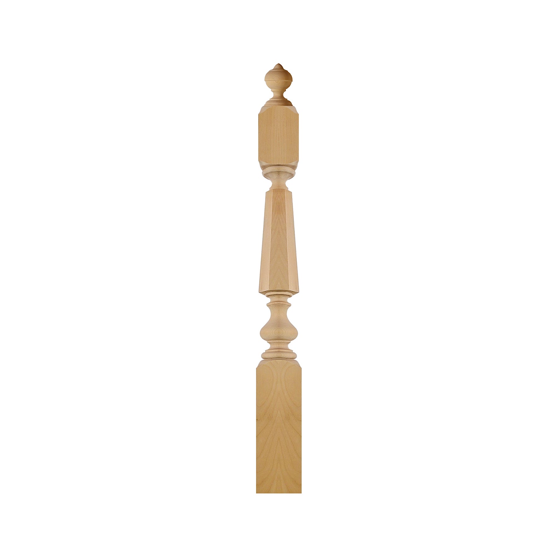 NWL-08 Wood Carved Hexagon Newel Post, Available in 4