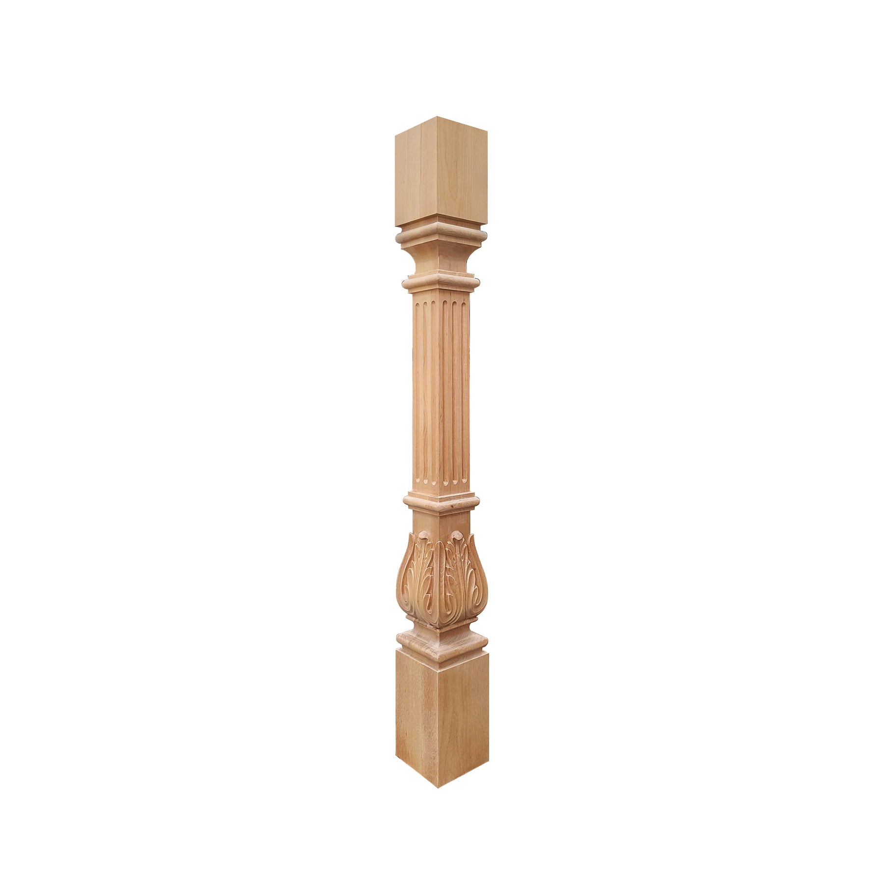Corner Fluted Posts PAIR of CLM-29 Leaf Carved 36