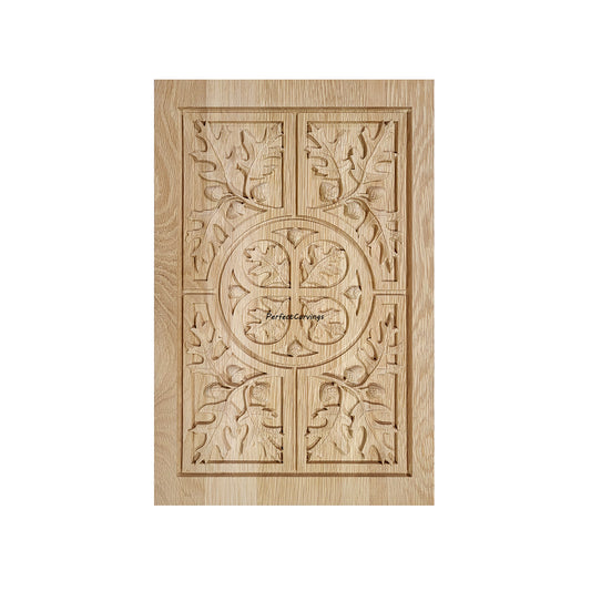 PAIR of PNL-44 Oak Leaf & Acorn Carved Wood Furniture Panels, 12"Wx16”H, Unfinished