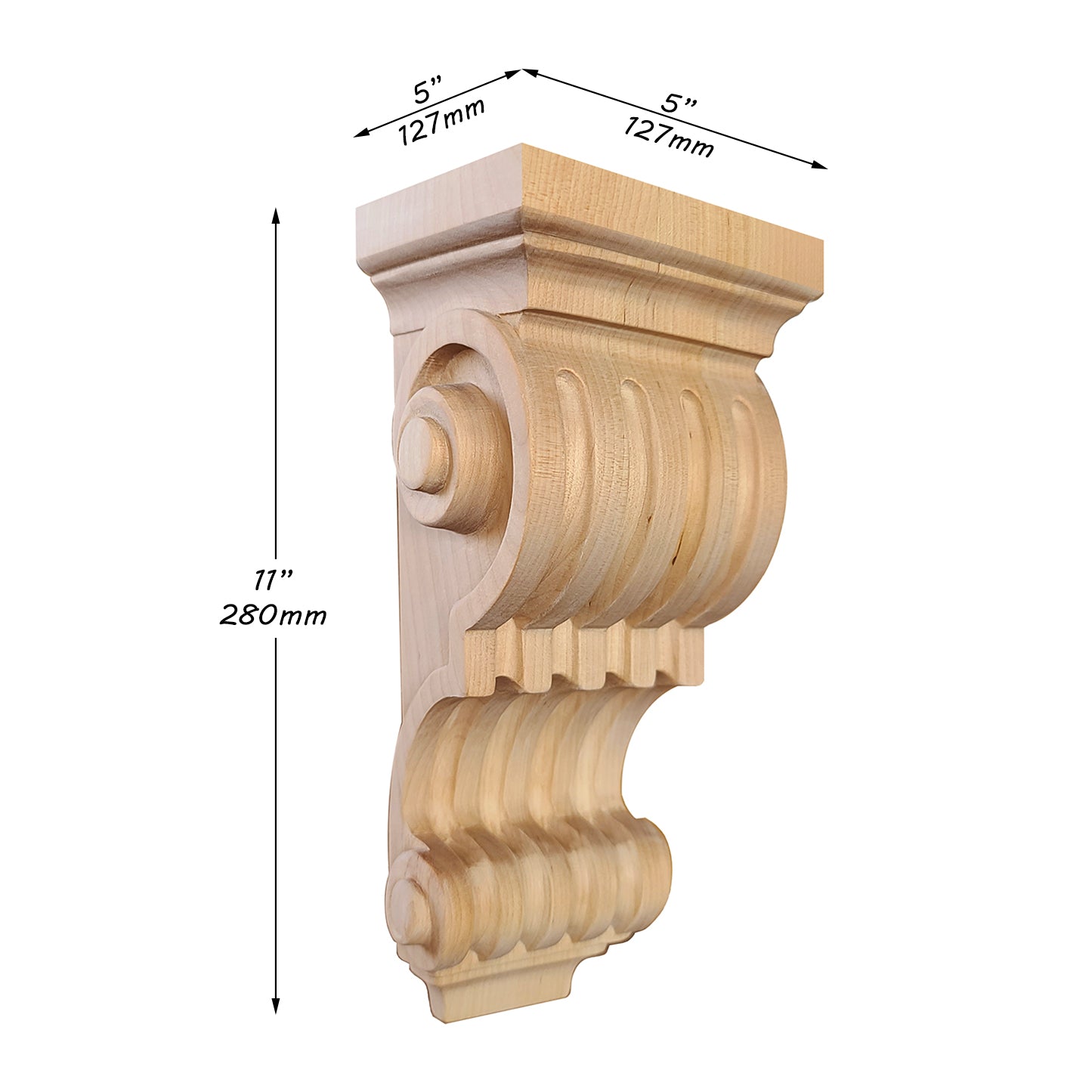 PAIR of Fluted Wood Carved Corbels, Available in  8