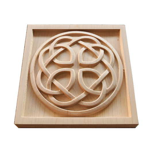 PAIR of Celtic Knots Carved Square Blocks, Architrave Blocks, Wood Plinths, Available from 3-1/2" to 8"
