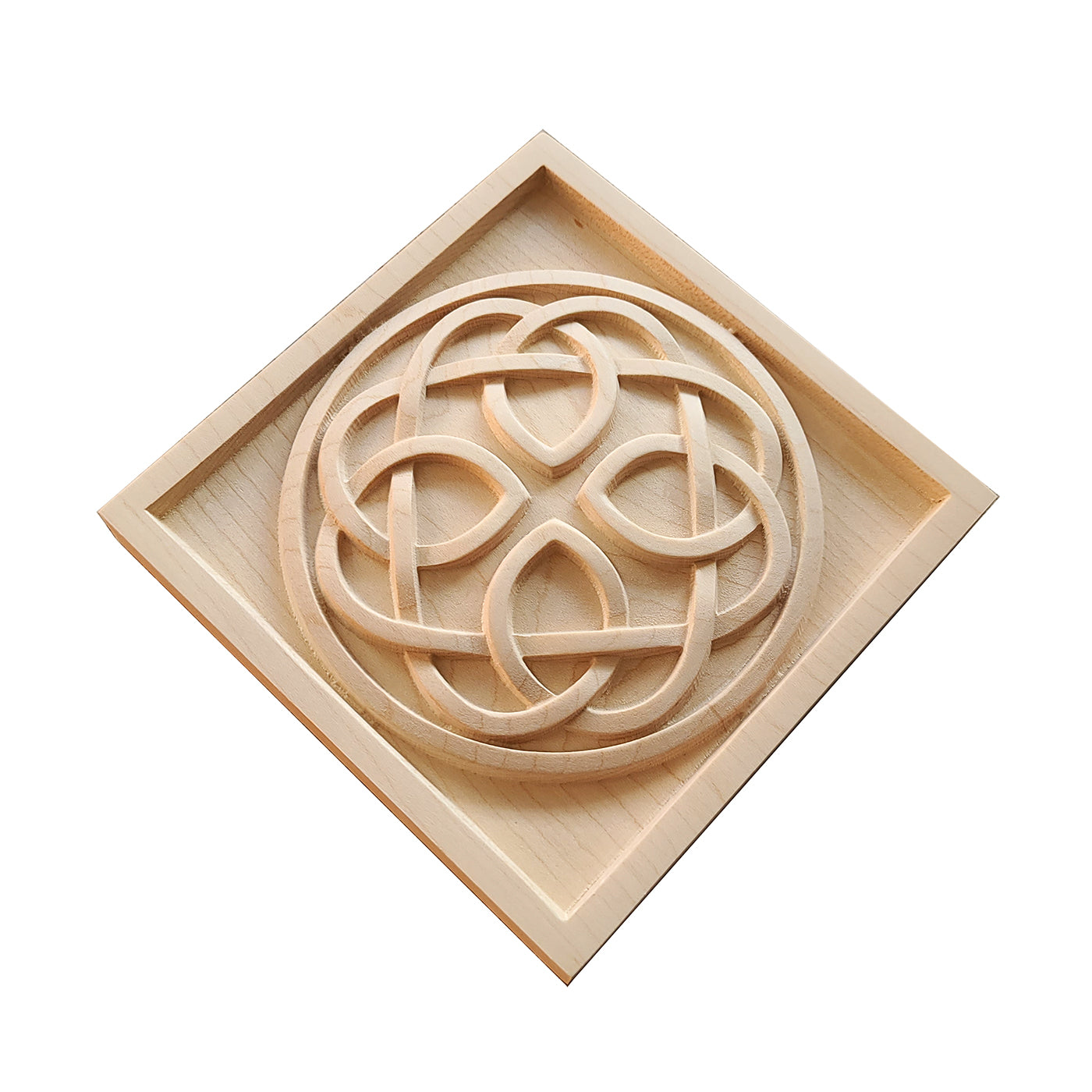 PAIR of Celtic Knots Carved Square Blocks, Architrave Blocks, Wood Plinths, Available from 3-1/2" to 8"