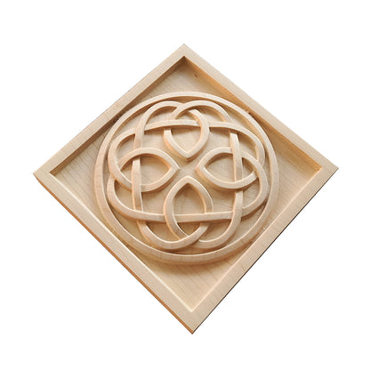 PAIR of Celtic Knots Carved Square Blocks, Architrave Blocks, Wood Plinths, Available from 3-1/2" to 8"