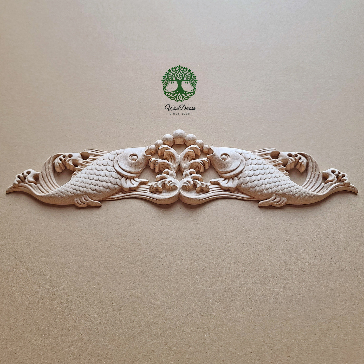 Lovely Bubbling Fish Carved Wood Applique, Available from 12" to 23" Wide, Single