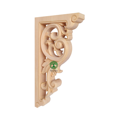 PAIR of Delicate Leaf Scroll Carved Look-through Wood Corbels, Shelf Brackets, Available from 11-3/4" to 15-1/2" High