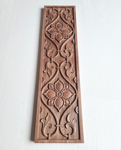 PNL-47 Vintage Vine Leaf Carved Wood Panel, 2 Sizes Available