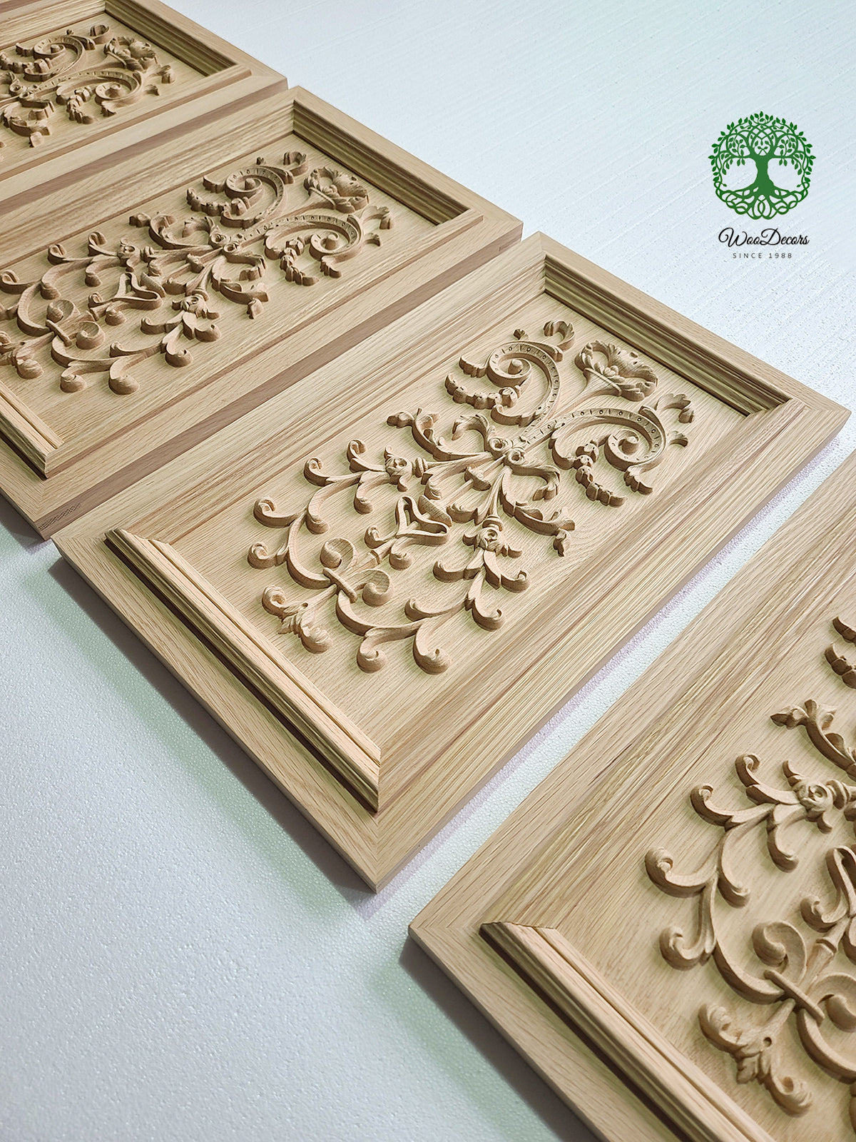 CBD-06 Vintage Scrolled Vine Carved Framed Panel Door, Unfinished, Single