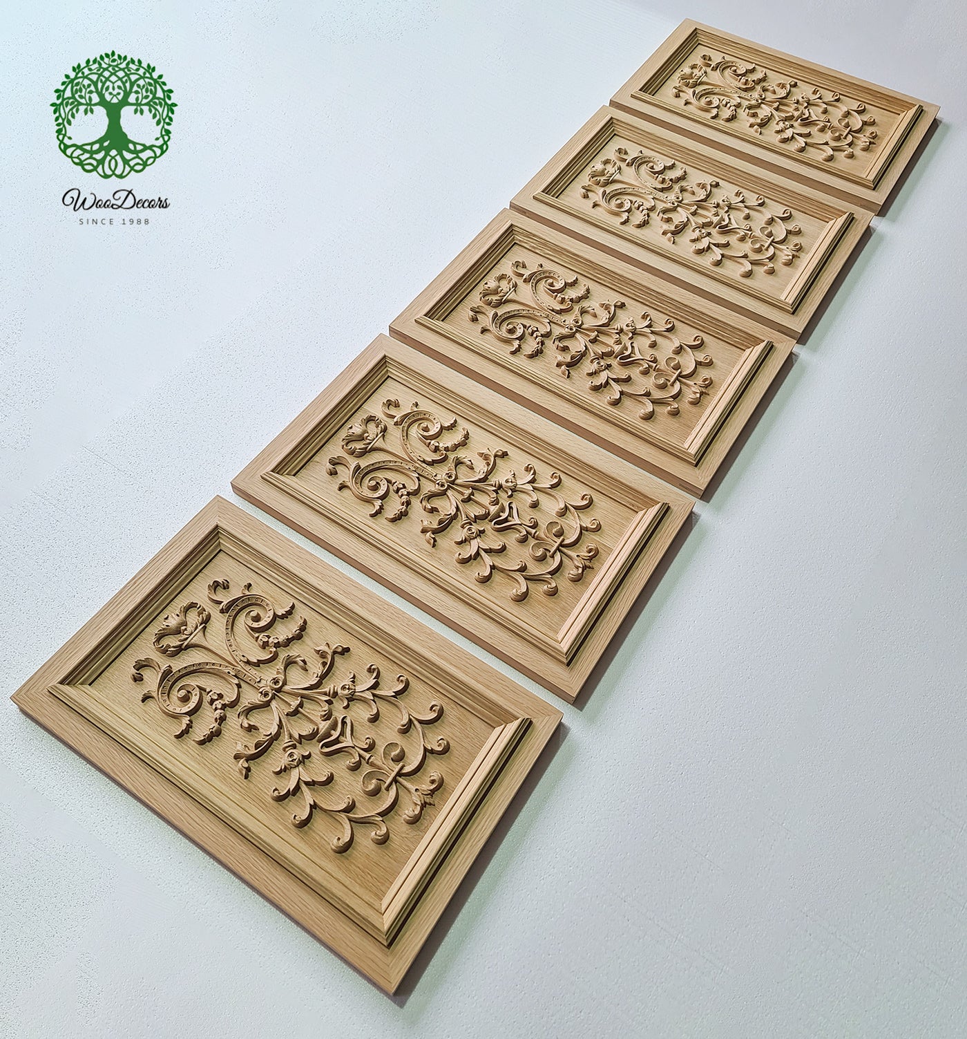 CBD-06 Vintage Scrolled Vine Carved Framed Panel Door, Unfinished, Single