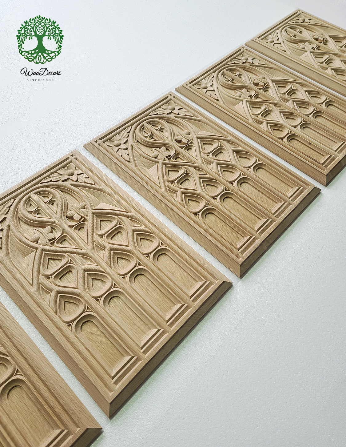 PAIR of PNL-16 Gothic Style Carved Wood Door Panels, Furniture Panels, 13-1/2