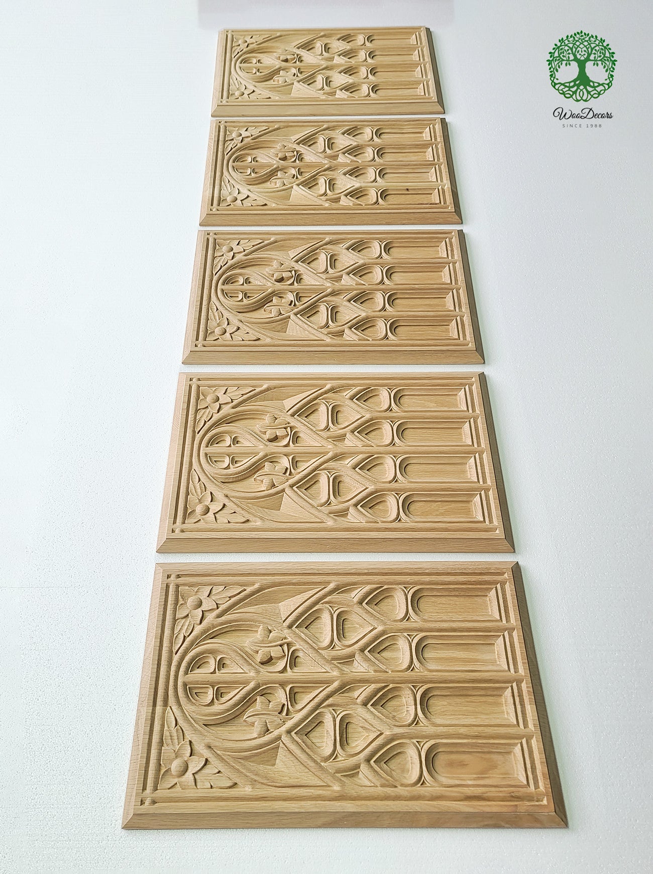 PAIR of PNL-16 Gothic Style Carved Wood Door Panels, Furniture Panels, 13-1/2