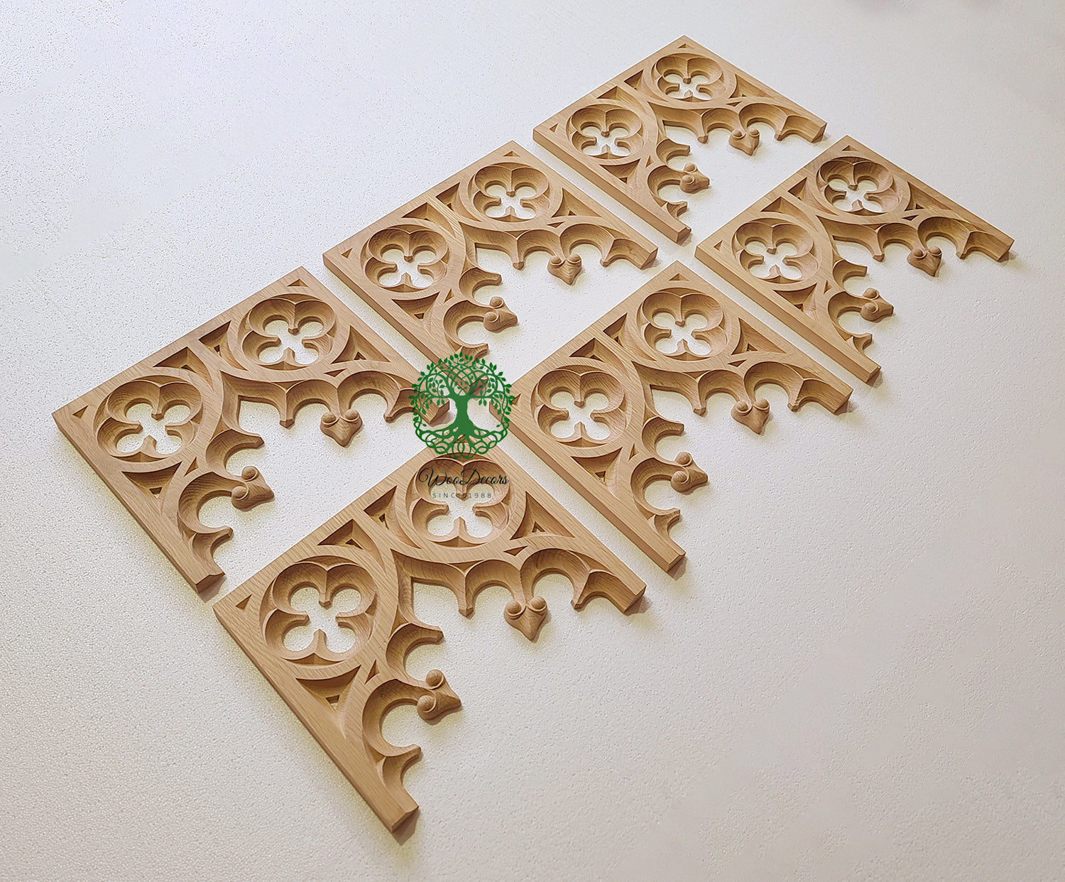 PAIR of PNL-34 Gothic Style Wood Carved Screen Arch Panels, 13