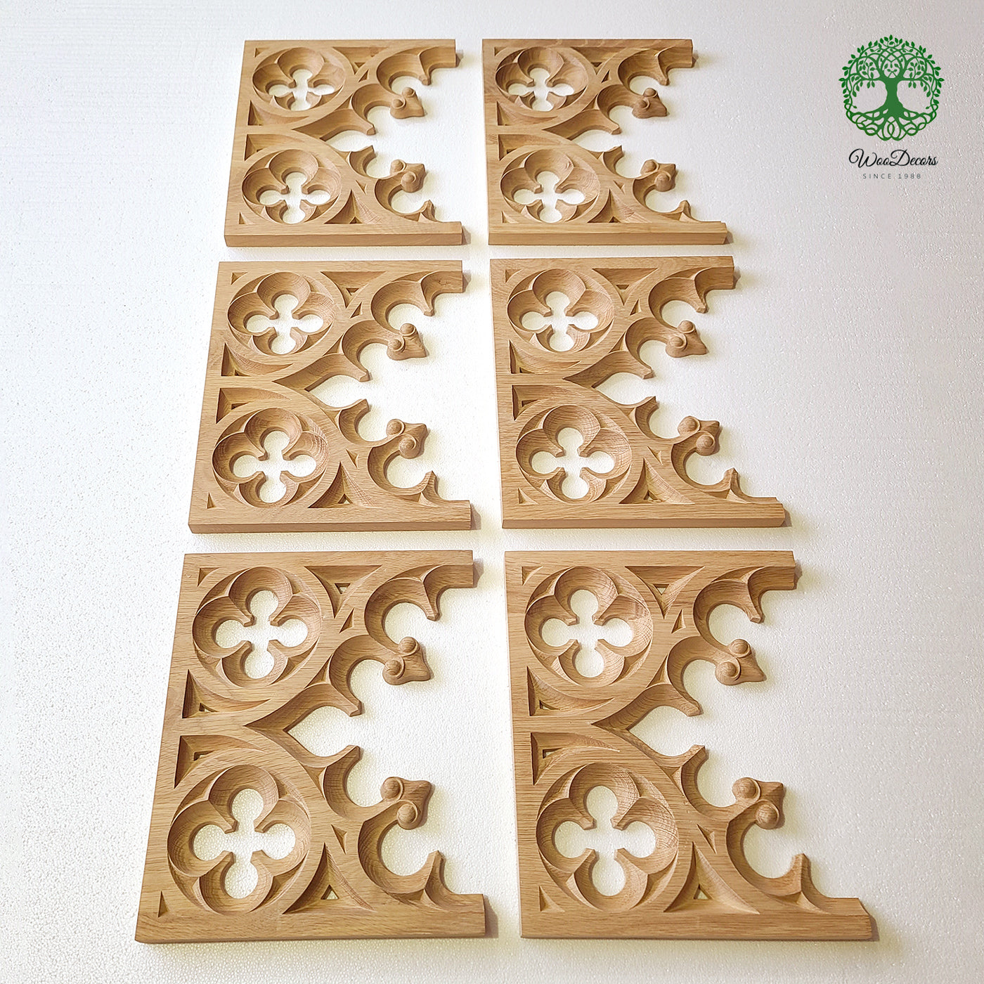 PAIR of PNL-34 Gothic Style Wood Carved Screen Arch Panels, 13