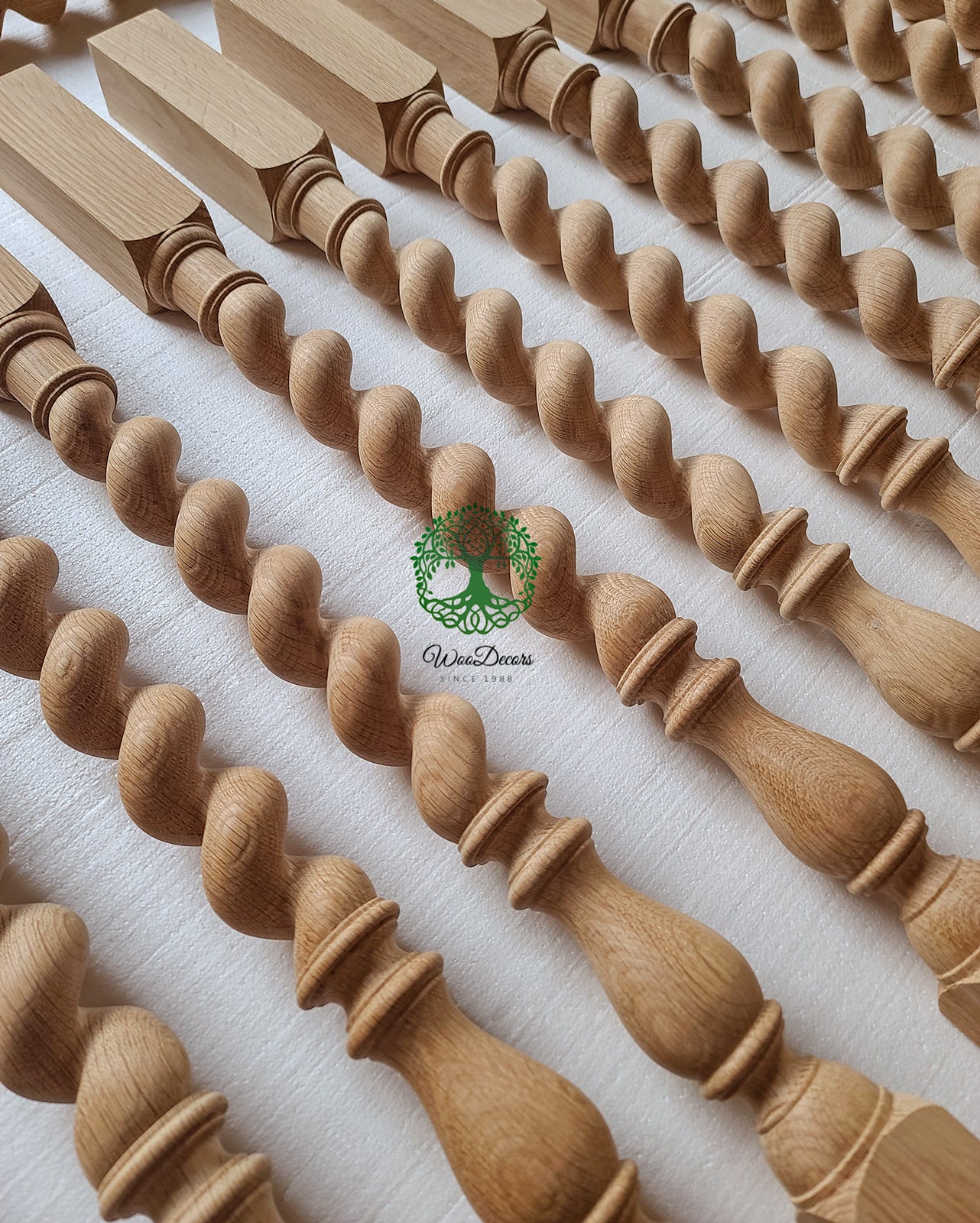 Set of 4, SPD-07 Solid Carved Spiral Twist Balusters, Stair Spindles, 2"x2"x36"H