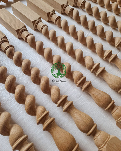 Set of 4, SPD-07 Solid Carved Spiral Twist Balusters, Stair Spindles, 2"x2"x36"H