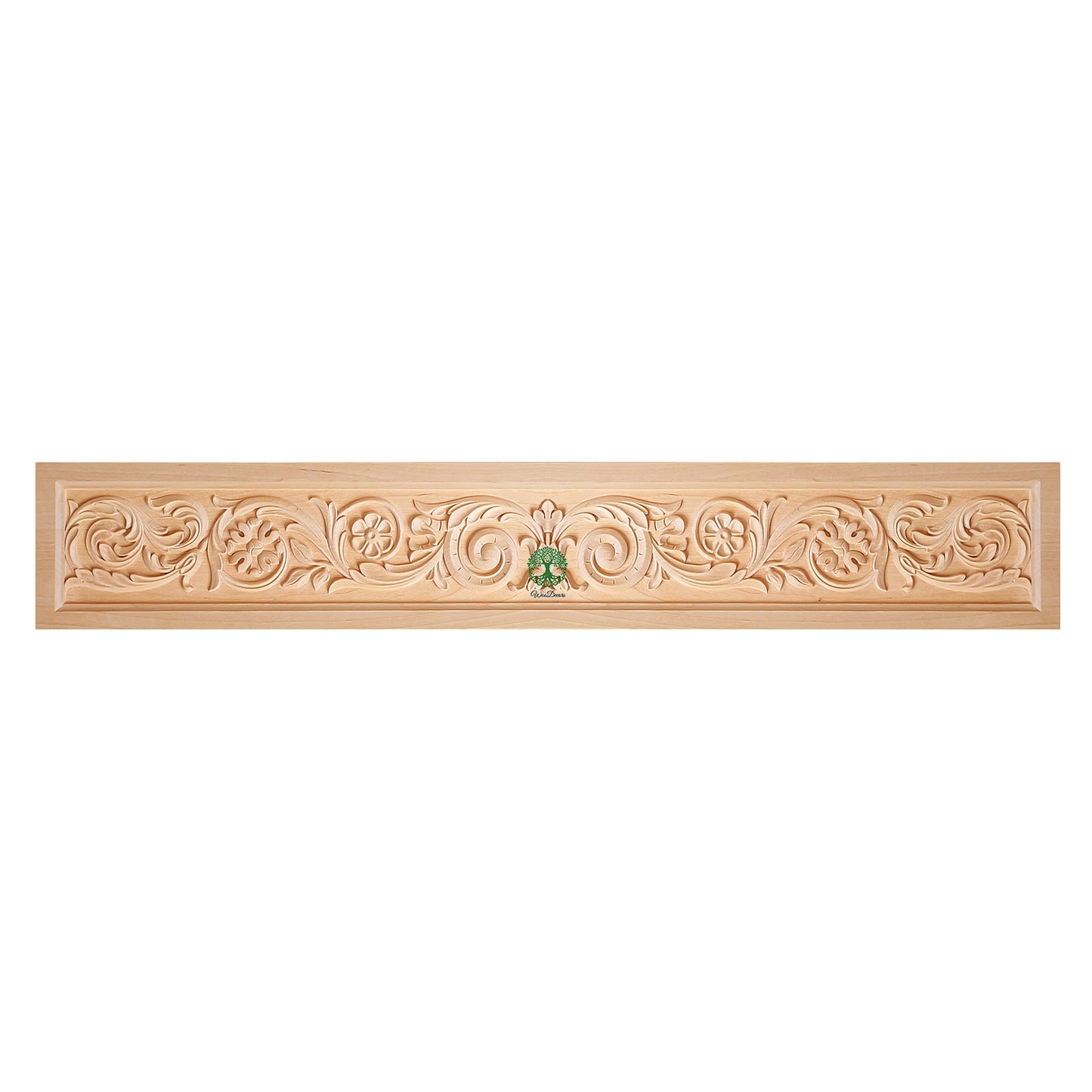 HPNL-14 Floral Vine Carved Wood Panel, 38"Wx6"H, Single, Unfinished