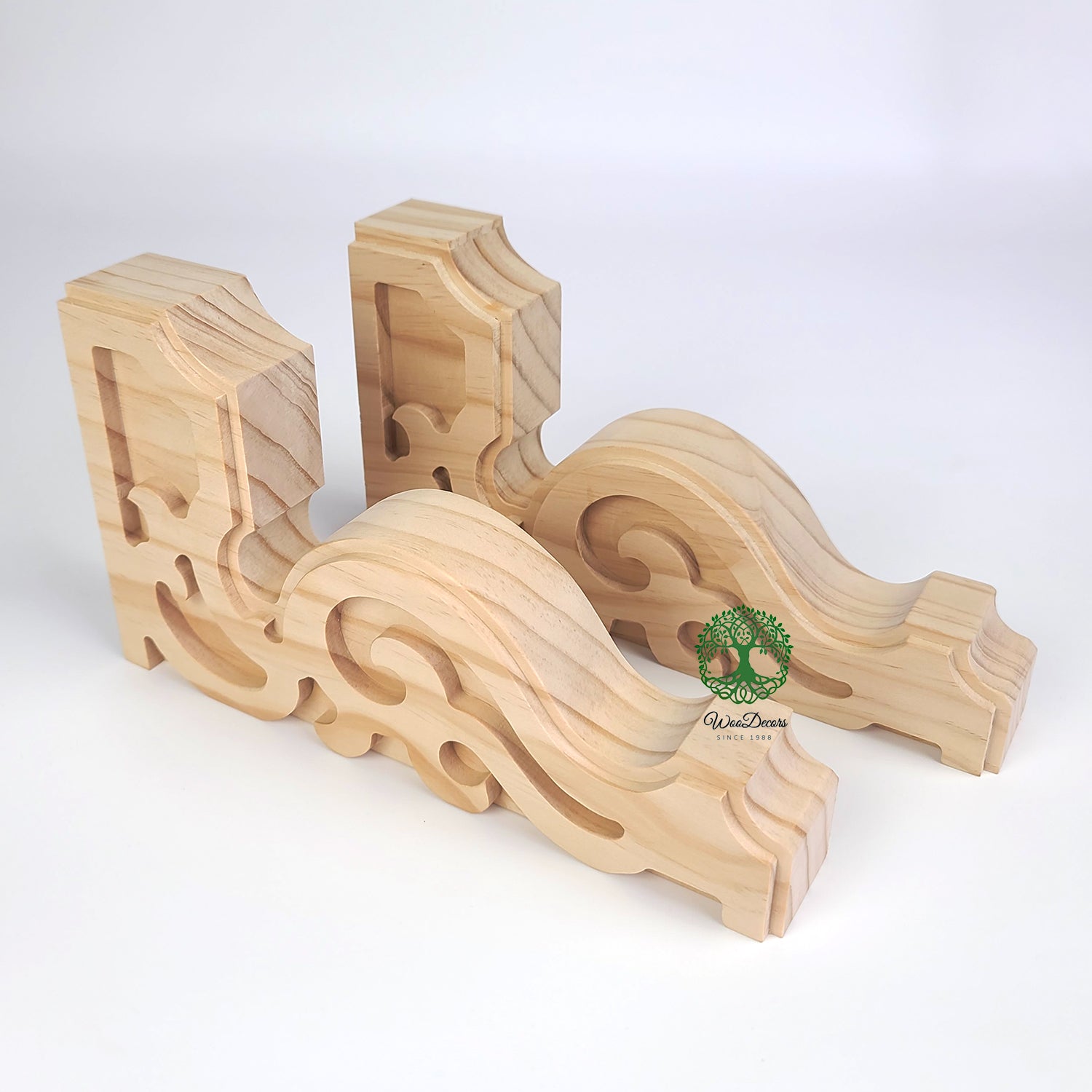 PAIR of Victorian Wood Carved Brackets for Float Shelf and Curtain Rod, Available in 8
